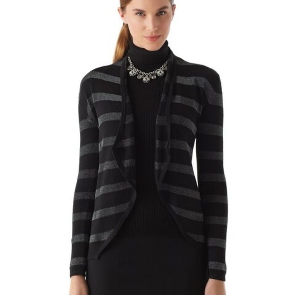 White House Black Market Sweaters - White House Black Market Cardigan Women Size XS Shimmer Stripe Open Front